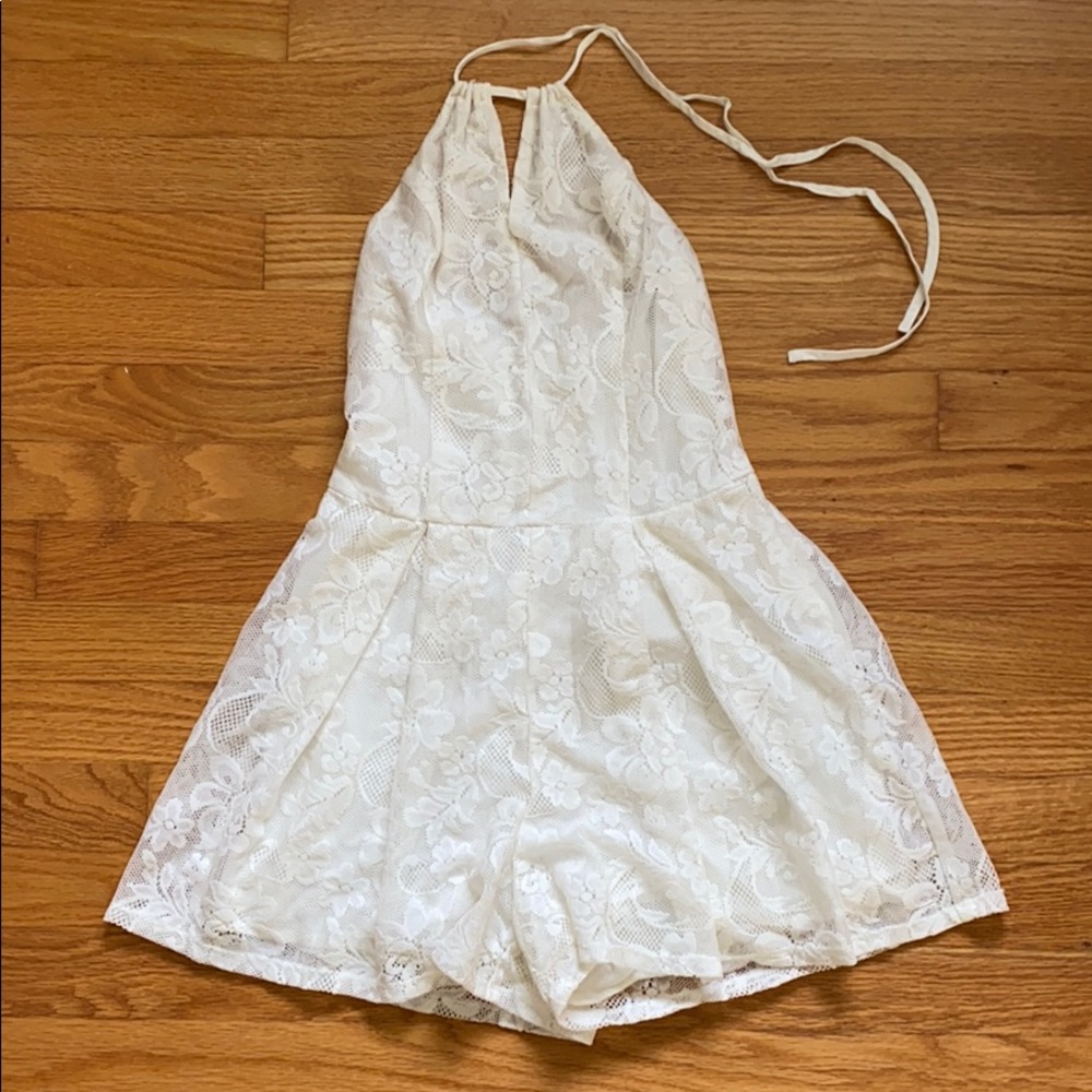 Hollister white lace romper